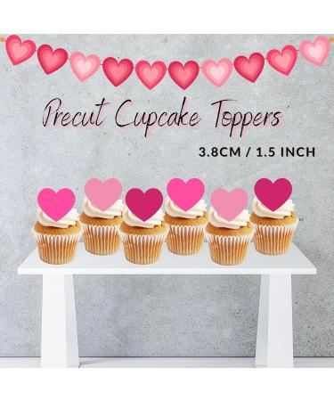 PRECUT Pink Love Heart Cupcake Toppers Valentines Day Edible Cake Topper Edible Valentine Cake Decorations Proposal Decorations Engagement Cake Decoration Anniversary Cake Toppers (24) - Buy Online on SooperMarket.com