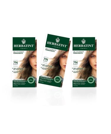 Herbatint Permanent Color Gel for Sensitive Skin (Shade 7N Blonde) - 3 x 150 ml (total 450 ml)