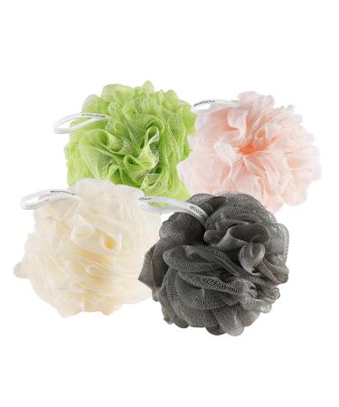 EcoTools Delicate EcoPouf Bath Sponge, Recycled Delicate and Exfoliating Bath Sponge Body Scrubber Loofah for Shower and Bath, Assorted Colors, Green, White, Pink, and Gray, 4 Count Delicate Sponge, 3 Count