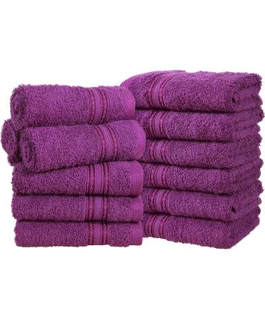 ERINA Cotton Washcloths Set of 12 - Heavy GSM 100% Pure Combed Cotton - Highly Absorbent Face Towels - Quick Drying Fingertip Towels - 12x12 Inch - Plum - Buy Online on SooperMarket.com