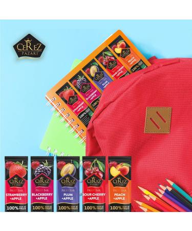 Cerez Pazari Dried Fruit Roll Ups 25g x 35 pack Snacks Variety Pack for Kids Healthy Fruit Snacks Bulk Vegan Real Fruit Bars Snacks with Strawberry Blackberry Plum Sour Cherry and Peach - Buy Online on SooperMarket.com