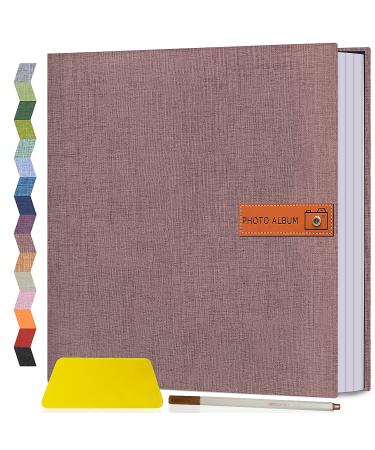 Popotop Large Photo Album Self Adhesive 4x6 5x7 8x10 Scrapbook Album DIY 60 Pages Picture Book,Gifts for Mom,Family Baby and Wedding,with Metal Pen and Plastic Board 11.5"x10.6"60pages Brown