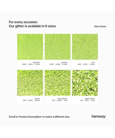 Hemway Ultra-Schein-Glitter Ultrafein 1/128 - Cosmetic Safe Olivgr n Olive Green 100g | International Shipping - Buy Online on SooperMarket.com