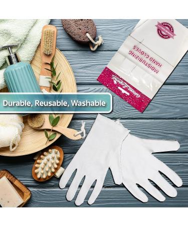 3 Pairs (2 Gloves) White Cotton Legend Gloves for Dry Hand Eczema Moisturizing - Women's Size | Stretchable Nighttime Gloves - Buy Online on SooperMarket.com