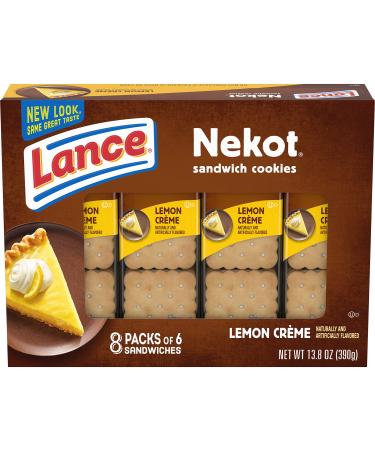 Lance Sandwich Cookies, Nekot Lemon Creme, 8 Count Box (Pack of 14)