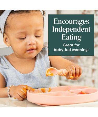 Simka Rose Silicone Baby Spoons - Self Feeding 6 Months First Stage Infant Spoons for Babies & Toddlers - Set of 6 BPA Free Dishwasher Microwave Safe Food Utensils - Neutral - Buy Online on SooperMarket.com