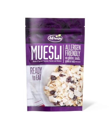 AiPeazy Muesli - Gluten Free, Paleo Mix for Breakfast, Snacks, Cereal & More - with Organic Raisins, Tigernut, Coconut & Banana - 10.1oz