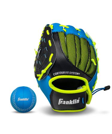 Franklin Sports Teeball glove - left and right -handed youth -Fielding Gloves - Neo -Grip - Baseball glove made of synthetic leather - 22.9 cm - ready to play with ball left hand litter