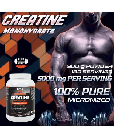Creatine Monohydrate Powder 900g (180 Servings) | Pure Micronized Creatine Monohydrate 5g per Serving | Keto Friendly Creatine Supplement for Muscle Growth Improves Bodybuilding Performance and Increase Muscle Growth & Energy - Buy Online on SooperMarket.com