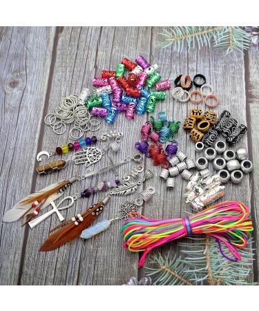 RechicGu Silver 134 Pcs Dreadlocks Loc Accessories with 7 Chakras Crystal Copper Wire Wrapped Gemstone - Hair and Beard Jewelry Set - Buy Online on SooperMarket.com