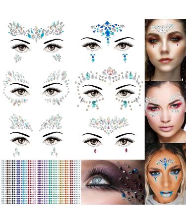 Self-Adhesive Rhinestone Face Gems Set - 6 Sets + 15 Colors 900pcs Face Jewels for Makeup, Music Festivals - Women, Men, Kids - Buy Online on SooperMarket.com