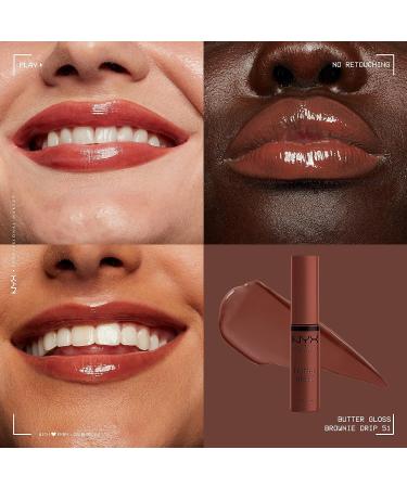 NYX Butter Gloss Brownie Drip - Deep Brown Non-Sticky Lip Gloss 0.27 Fl Oz - Buy Online on SooperMarket.com