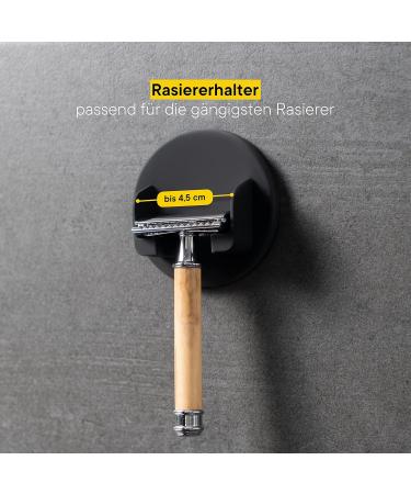 DELUXXOO Silicone Self-Adhesive Shaver Holder - High-Quality Black Bathroom Organizer | Drilling-Free Razor Holder with Extra Strong Hold - Buy Online on SooperMarket.com