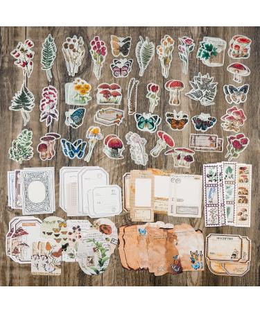 Knaid Vintage Scrapbook Supplies Pack - 200 Pieces for Junk Journals, Planners & Bullet Journals | Botanical Paper Stickers & Craft Kits for Aesthetic Cottagecore Collage Albums - Nature Theme - Buy Online on SooperMarket.com