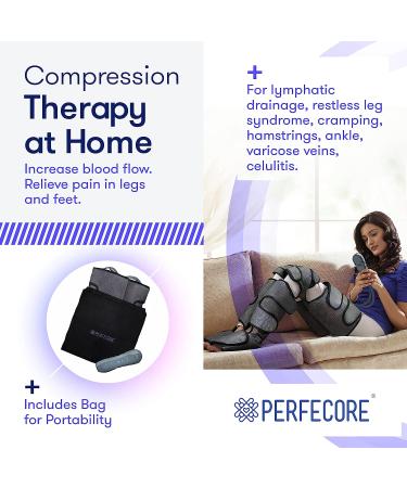 Perfecore Leg Massager with Heat Air Compression - Adjustable Feet & Calves Massager for Circulation and Muscle Relaxation - 3 Pressure Levels, 7 Modes - Gray - Buy Online on SooperMarket.com