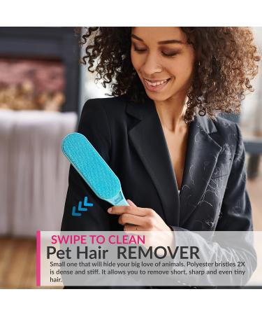 Pet Hair Remover - Double-Sided Brush for Couch Clothing Car & Carpet - Self-Cleaning Base | Effective Dog & Cat Fur Lint Remover (New Blue - Buy Online on SooperMarket.com