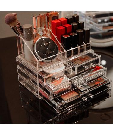 Cq acrylic Clear Makeup Organizer & Storage 4 Drawers - Set of 2 | Cosmetic & Jewelry Display Case for Beauty Skincare Products - Buy Online on SooperMarket.com
