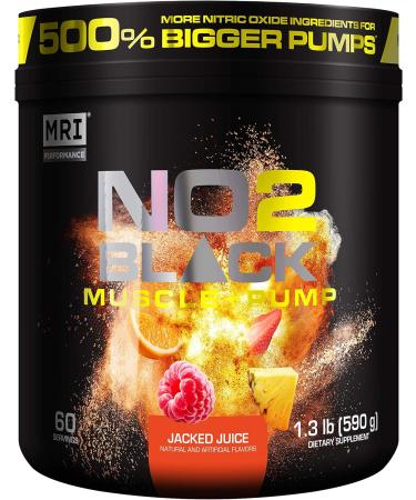 MRI NO2 Black Nitric Oxide Supplement for Pump, Muscle Growth, Vascularity & Energy - Powerful NO Booster Pre-Workout with Citrulline + 60 Servings (Jacked Juice)