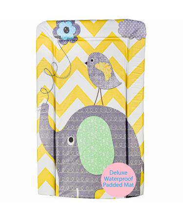 Callowesse Baby Changing Mat 79x47cm. Waterproof Wipe Clean Raised Edges Portable and Foldable Elephant Chevron Design
