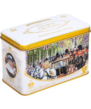 New English Teas Trooping The Colour Tea Tin with 40 English Breakfast Teabags Queen Elizabeth II - Buy Online on SooperMarket.com