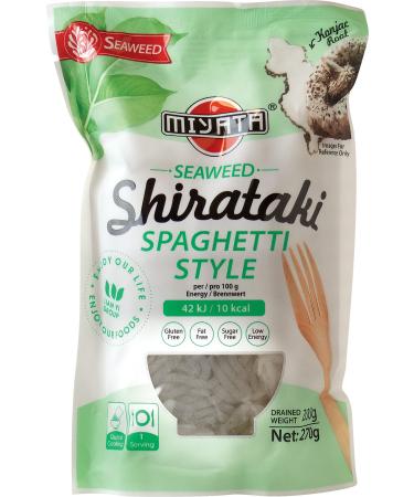 Miyata Shirataki Spaghetti Style noodles made from konjac flour with seaweed flavour pack of 6 (6 x 270 g) Spaghetti with seaweed flavour