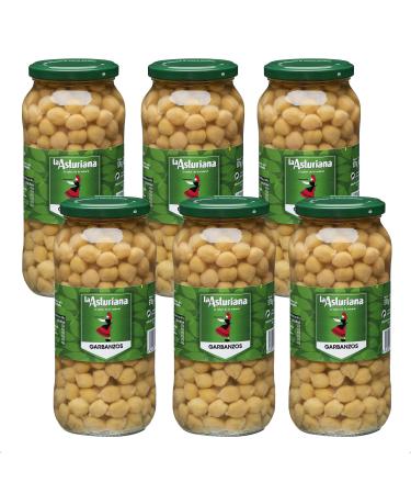 Spanish Chickpeas Pre-Cooked Garbanzos Suitable For Vegetarians And Vegans Weight 570g Per Jar Multipack of 6 Jars