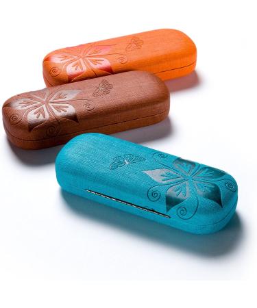 FEFI Hardcase Glasses Case - Nature Embossed Flower Design in Brown | Durable & Stylish Eyewear Protection - Buy Online on SooperMarket.com