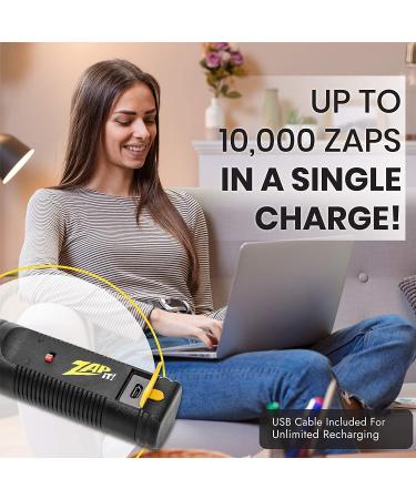 ZAP IT Rechargeable Bug Zapper Racket - 4000 Volt with Blue Light Attractant - USB Charging Cable - Medium Yellow - Buy Online on SooperMarket.com