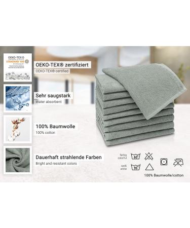 Zollner 10 Set Guest Towels - Soft & Strong Light Gray - 30x50 cm Hotel Quality - Washable Up to 60 C - Practical Hanger Included - Buy Online on SooperMarket.com