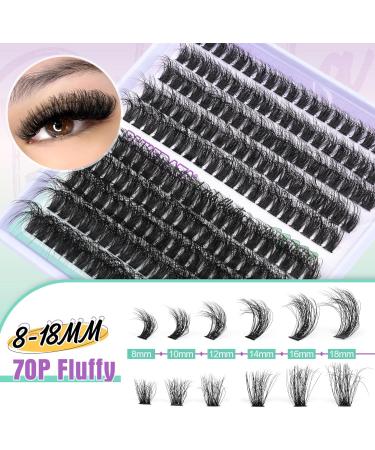 PHKERATA Fluffy Cluster Lashes DIY Extension Kit 8-18MM D Curl Individual Eyelashes | 200Pcs Lash Clusters with Bond, Seal, Tweezers | 70P Kit - Buy Online on SooperMarket.com