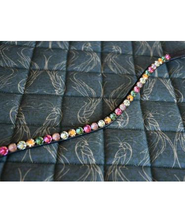Colorful Happiness Hucks Forehead Straps 'Paradise' - Pink Green & Gold - Curved Narrow Design for WB XL - Premium Black Leather - Buy Online on SooperMarket.com