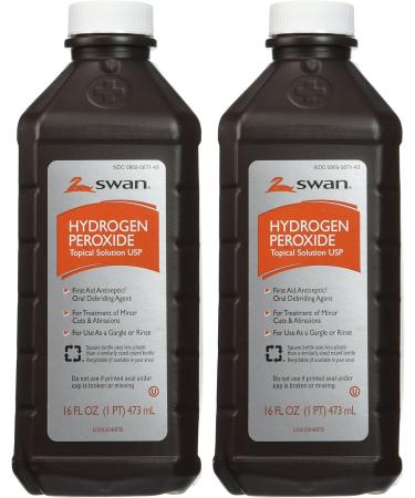 Swan Hydrogen Peroxide Solution 16 Fl Oz (Pack of 2) - First Aid Antiseptic & Oral Debriding Agent - Buy Online on SooperMarket.com