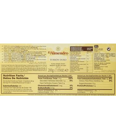 El Almendro Crunchy Almond Turron (Turron Duro) 7.05 Oz - Authentic Spanish Recipe - Buy Online on SooperMarket.com