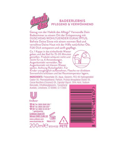 Duschdas 200ml Soothing Eucalyptus Bathing Experience - Natural Oils for Relaxation | International Shipping - Buy Online on SooperMarket.com