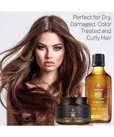 Moroccan Gold Series Deluxe Combo Set - Argan Oil Treatment with Keratin 50ml & Treatment Mask 250ml - Buy Online on SooperMarket.com