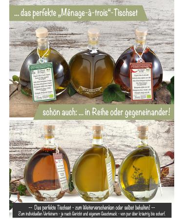 Direct & Friendly Gift Set: 3 Decorative Organic Olive Oil Bottles - Naturally Cloudy Chili & Oregano (3x200ml) - Perfect International Gift - Buy Online on SooperMarket.com