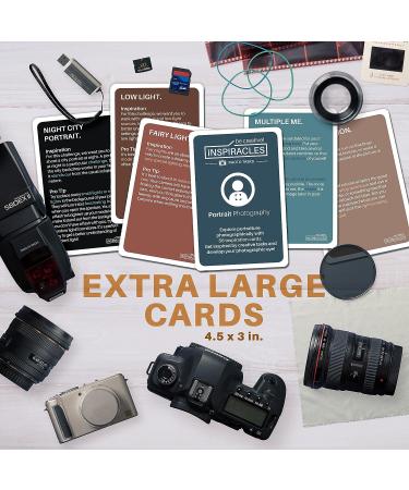 XL Photography Inspiration Cards Deck - Ultimate Photographer Gift with DSLR Accessories and Cheat Sheet - Portrait Edition - Buy Online on SooperMarket.com