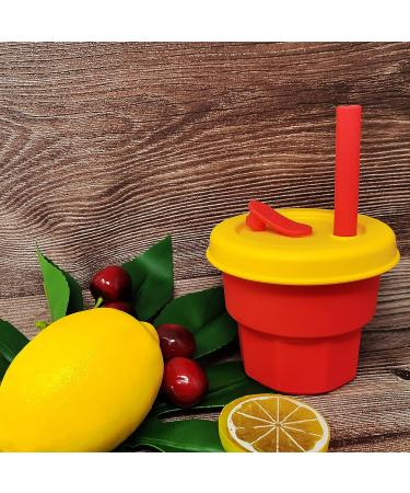 Farship Lifestyle Kids Cup with Straw and Lid - Reusable 12oz Silicone Mug for Teens - Spill-proof, Shatter-proof, BPA Free - Dishwasher Safe Tumbler for Children - Orange & Red 11oz - Buy Online on SooperMarket.com