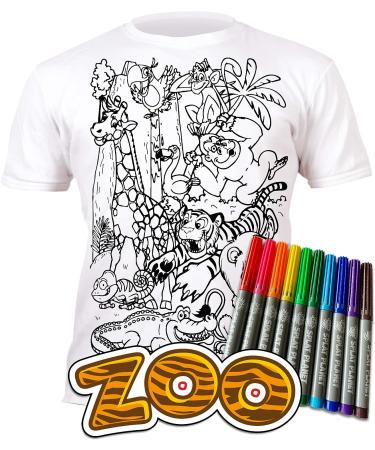 Splat Planet Color in Zoo T-Shirt | 10 Non-Toxic Washable Magic Pens | White 7-8 Years - Buy Online on SooperMarket.com