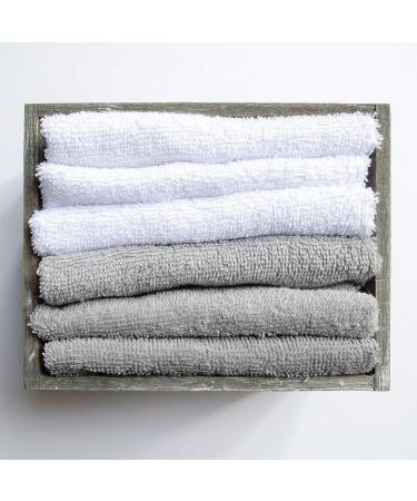 Brielle Home 6-Piece Washcloth Set in Wooden Crate - Grey & White - Buy Online on SooperMarket.com