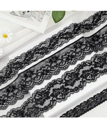 4 Rolls Vintage Floral Lace Ribbon 24 Yards - Wide Black Tulle Trim for DIY Crafts & Sewing - Buy Online on SooperMarket.com