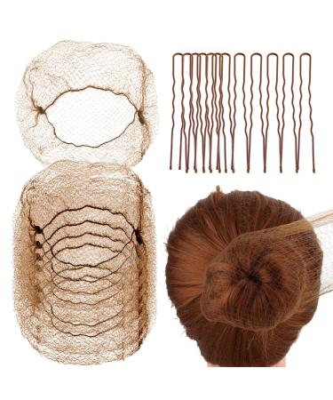 Abeillo Hair Nets for Buns Ballet Hair Net 20 Pcs 50 Cm Individual Package Invisible Hair Nets and 40 Pcs U Shaped Hair Pins Set for Women Girls Ballet Dancer Nurse(Brown)