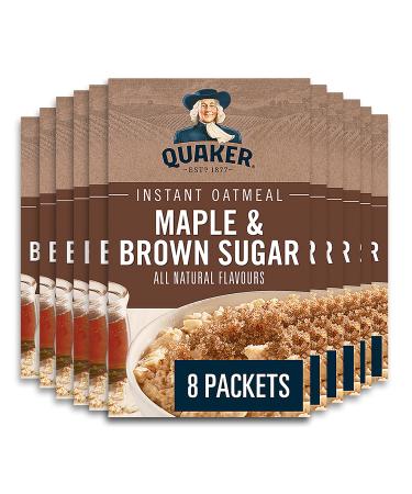 Quaker Maple & Brown Sugar Flavour Instant Oatmeal Multi-Pack 8 Packets 344g (Pack of 12)
