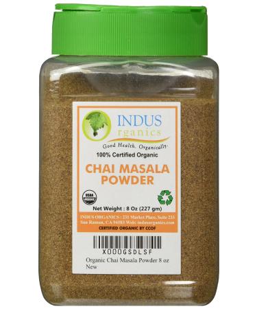 Indus Organics Authentic Indian Chai Masala Powder Spice Blend, 8 Oz Jar, Premium Quality, High Purity, Freshly Packed 8 Ounce Powder