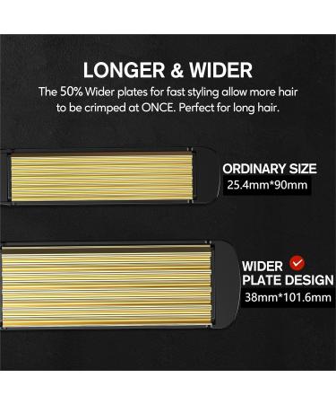 Terviiix 24K Titanium Wide Hair Crimper Crimping Iron for Hair Crimper Hair Iron for Textured Crimps and Volume Hair Volumizing Iron for Thin Fine Hair Dual Voltage Auto Off 1-1/2 Inch 1 1/2'' - Buy Online on SooperMarket.com