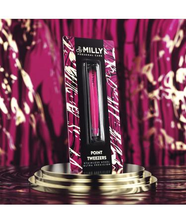MILLY Pointed Tweezers - 100% German Steel Precision Tweezers for Ingrown Hair and Facial Hair Removal - Hand-Filed Pink Tweezers - Buy Online on SooperMarket.com