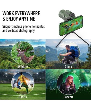 12x50 HD Monocular Telescope with Phone Stand, Tripod & BAK4 Prism - Waterproof & Portable for Hiking, Hunting, Bird Watching - Ideal Gift for Men - Buy Online on SooperMarket.com