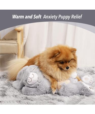 PetPrime Dog Heartbeat Plush Rabbit Toy with Warmer Bag - Anxiety Relief for Puppy Dogs | Gray Animal Print - Buy Online on SooperMarket.com