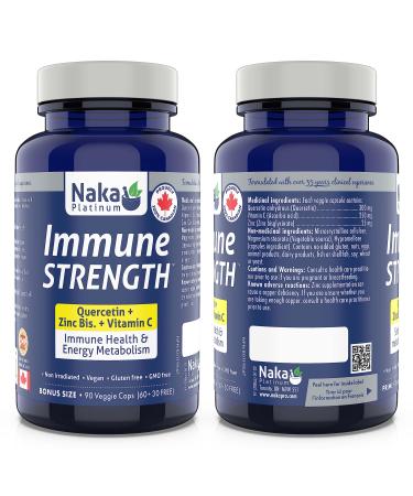 Immune Strength 90vcaps Quercetin + Zinc Bis + Vitamin C Made in Canada (60+30 vcaps)