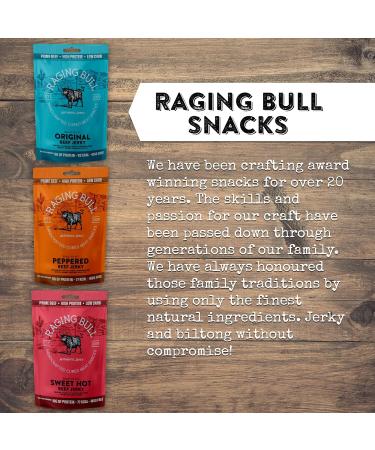 Raging Bull Sweet Hot Beef Jerky - 28g Pack of 10 Multipack Bags - High Protein Snacks - Grass Fed Beef Jerky - Low Carb Keto Snacks - MSG Free Carnivore Snacks - Jerky Gift Set - Natural Meat Snacks - Buy Online on SooperMarket.com